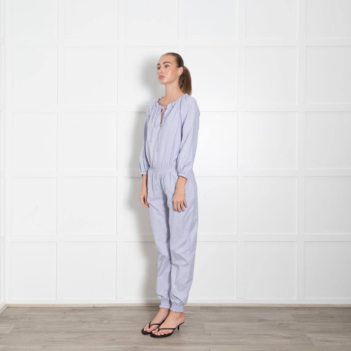Ridley Pale Blue Cotton Jumpsuit