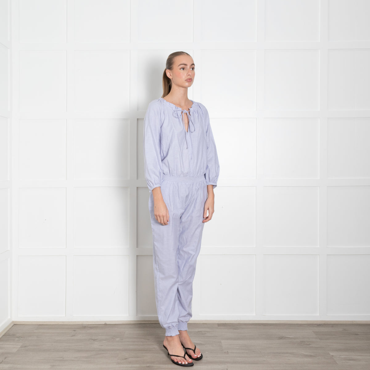 Ridley Pale Blue Cotton Jumpsuit