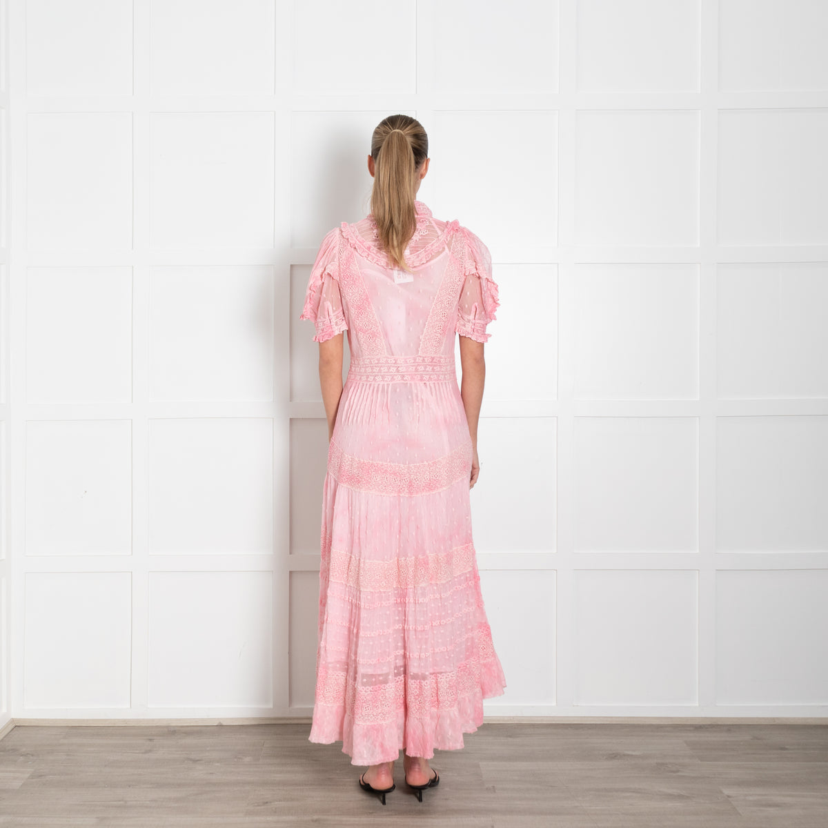 LoveShackFancy Pink Ombre Lace Maxi Dress With Slip