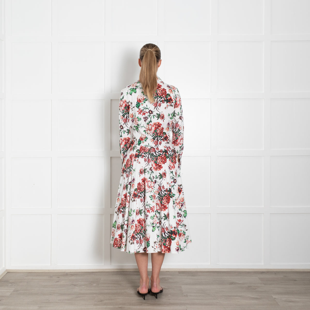 Emilia Wickstead Siouxsie White With Floral Patterned Shirt Dress