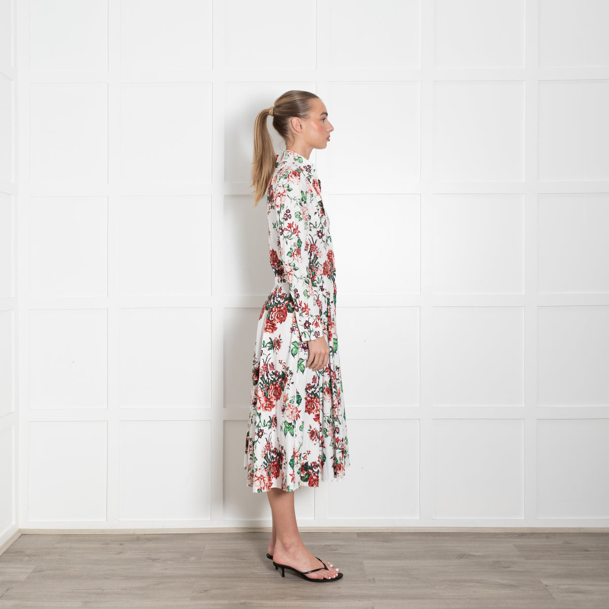 Emilia Wickstead Siouxsie White With Floral Patterned Shirt Dress