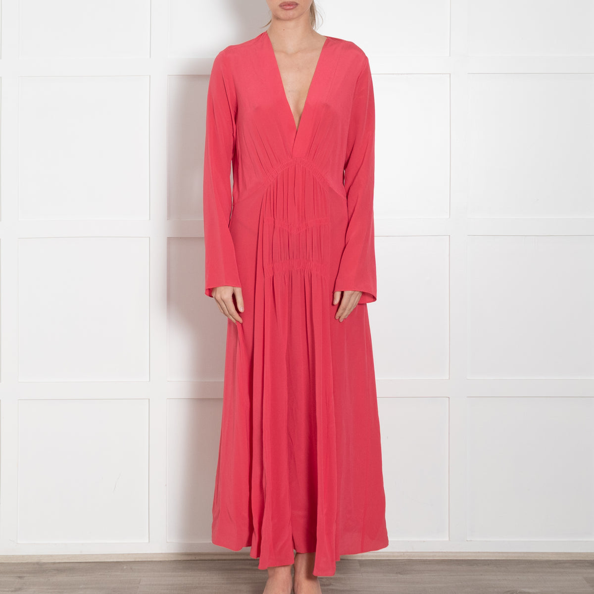 Isabel Marant Pink Silk Maxi Dress With Gathered Front