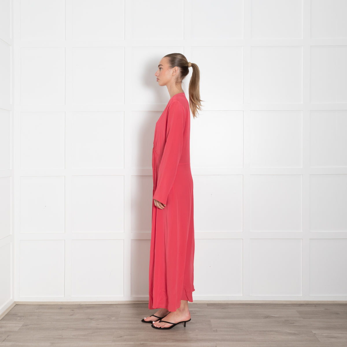 Isabel Marant Pink Silk Maxi Dress With Gathered Front