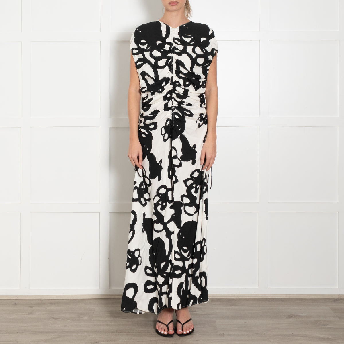 Christopher Kane Chroma Ivy Crepe Black And White Maxi Dress