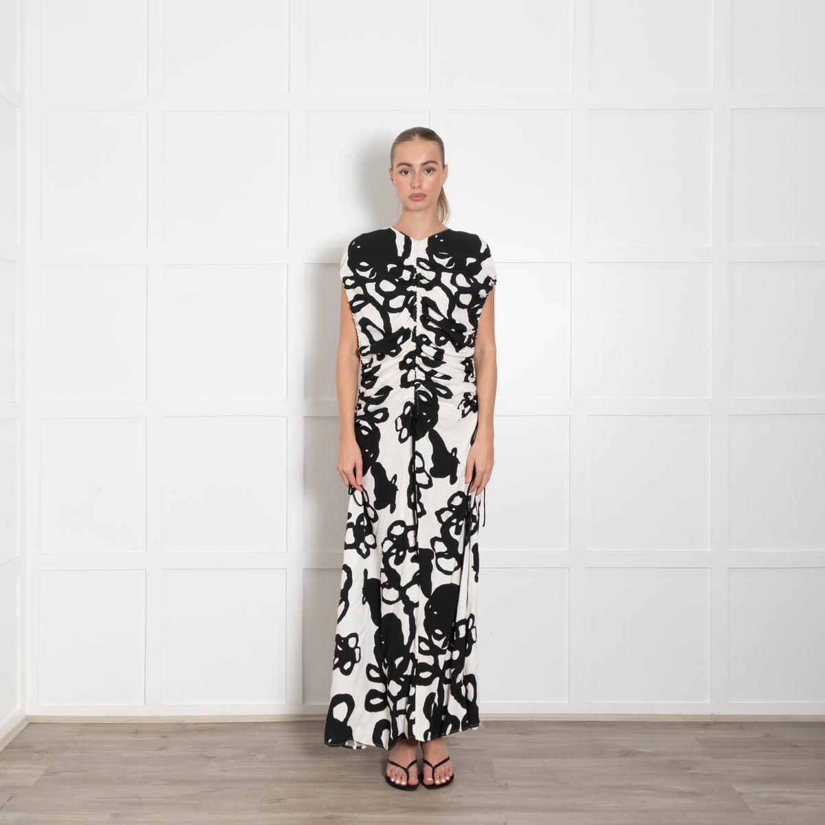 Christopher Kane Chroma Ivy Crepe Black And White Maxi Dress