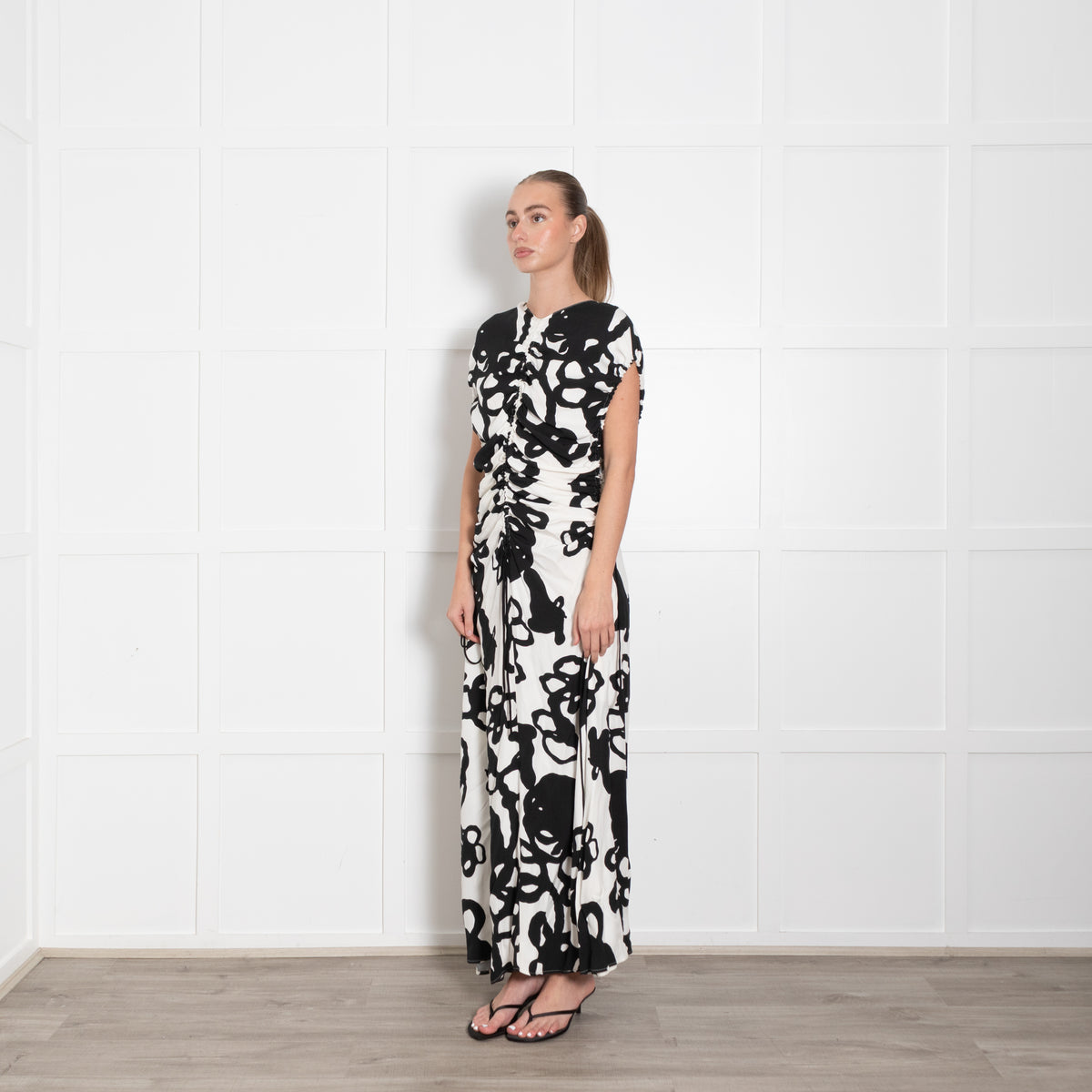 Christopher Kane Chroma Ivy Crepe Black And White Maxi Dress