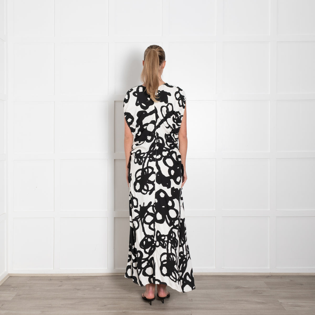 Christopher Kane Chroma Ivy Crepe Black And White Maxi Dress