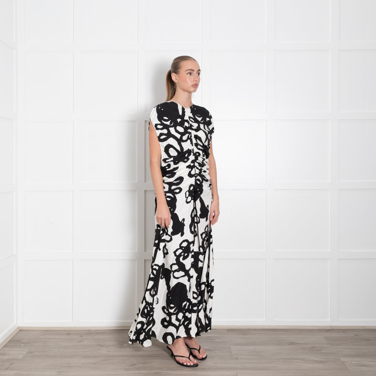 Christopher Kane Chroma Ivy Crepe Black And White Maxi Dress