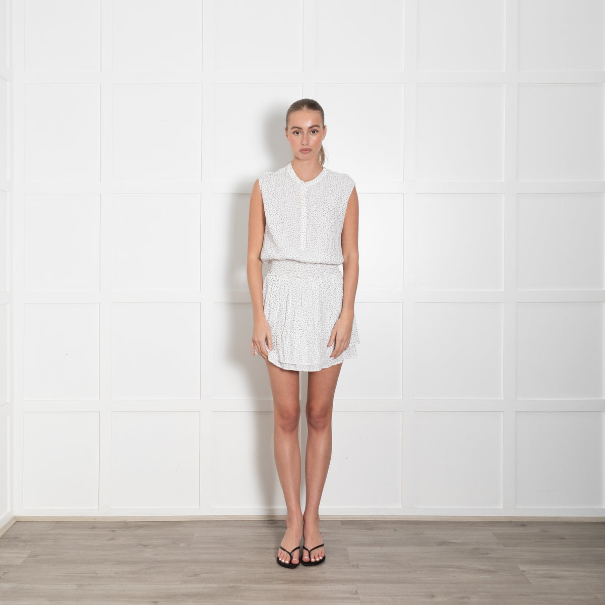 Rails White Black Ditzy Star Sleeveless Mini Dress
