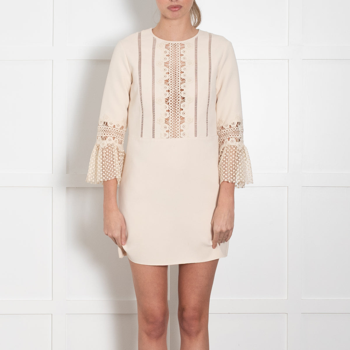 Self Portrait Nude Lace Detail Mini Dress