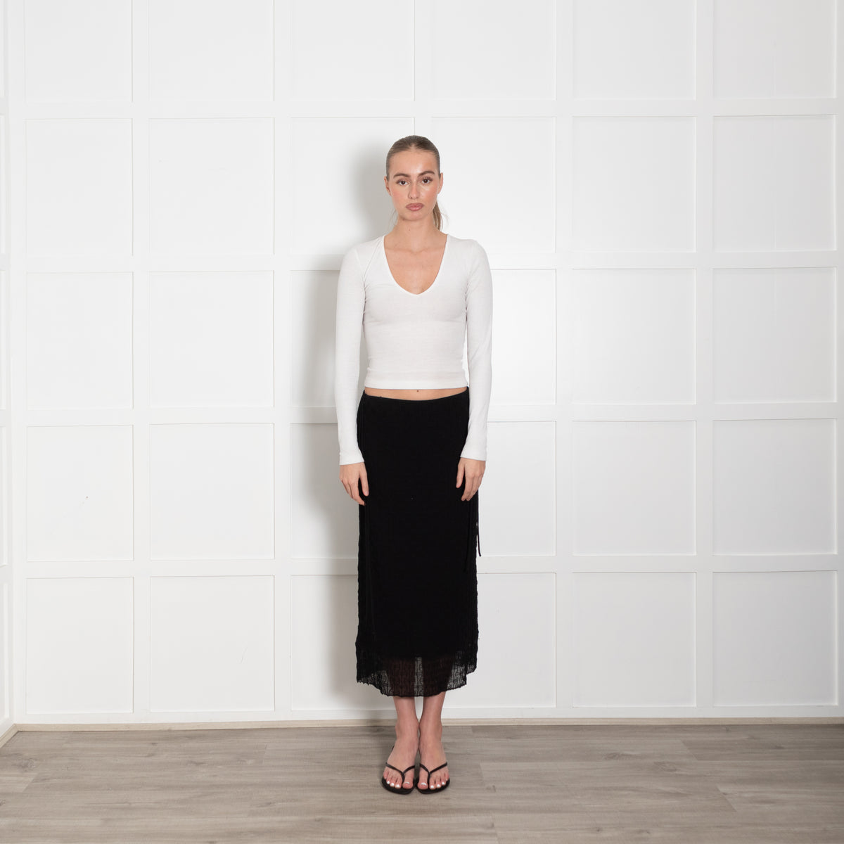 Bimba Y Lola Black Long Straight Skirt