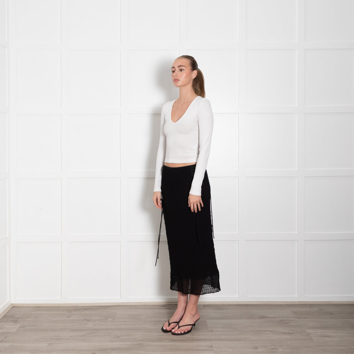 Bimba Y Lola Black Long Straight Skirt