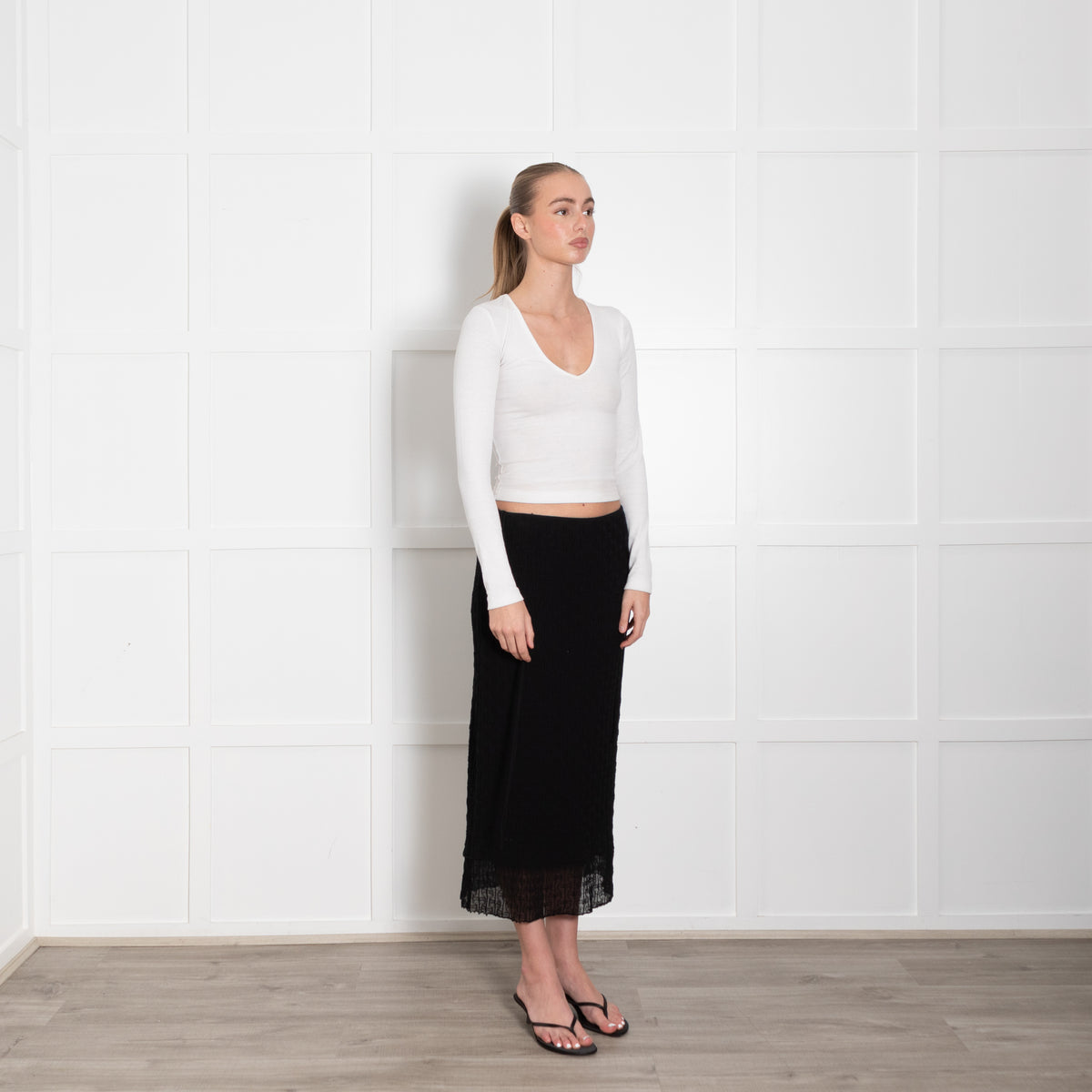 Bimba Y Lola Black Long Straight Skirt