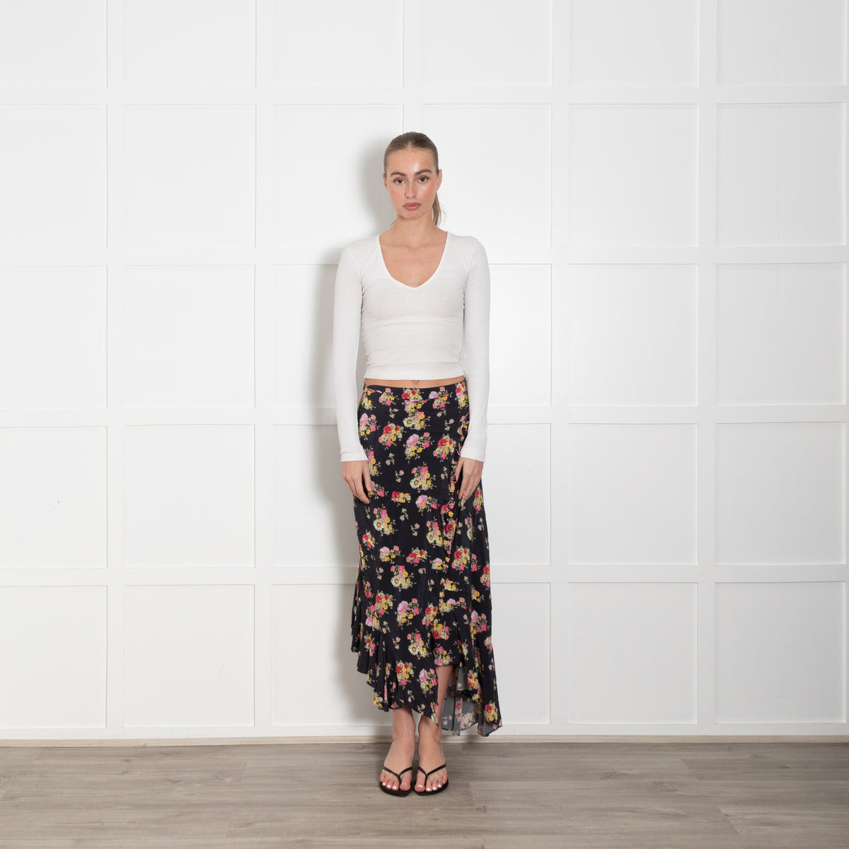 Preen Line Black Pink Yellow Floral Wrap Skirt