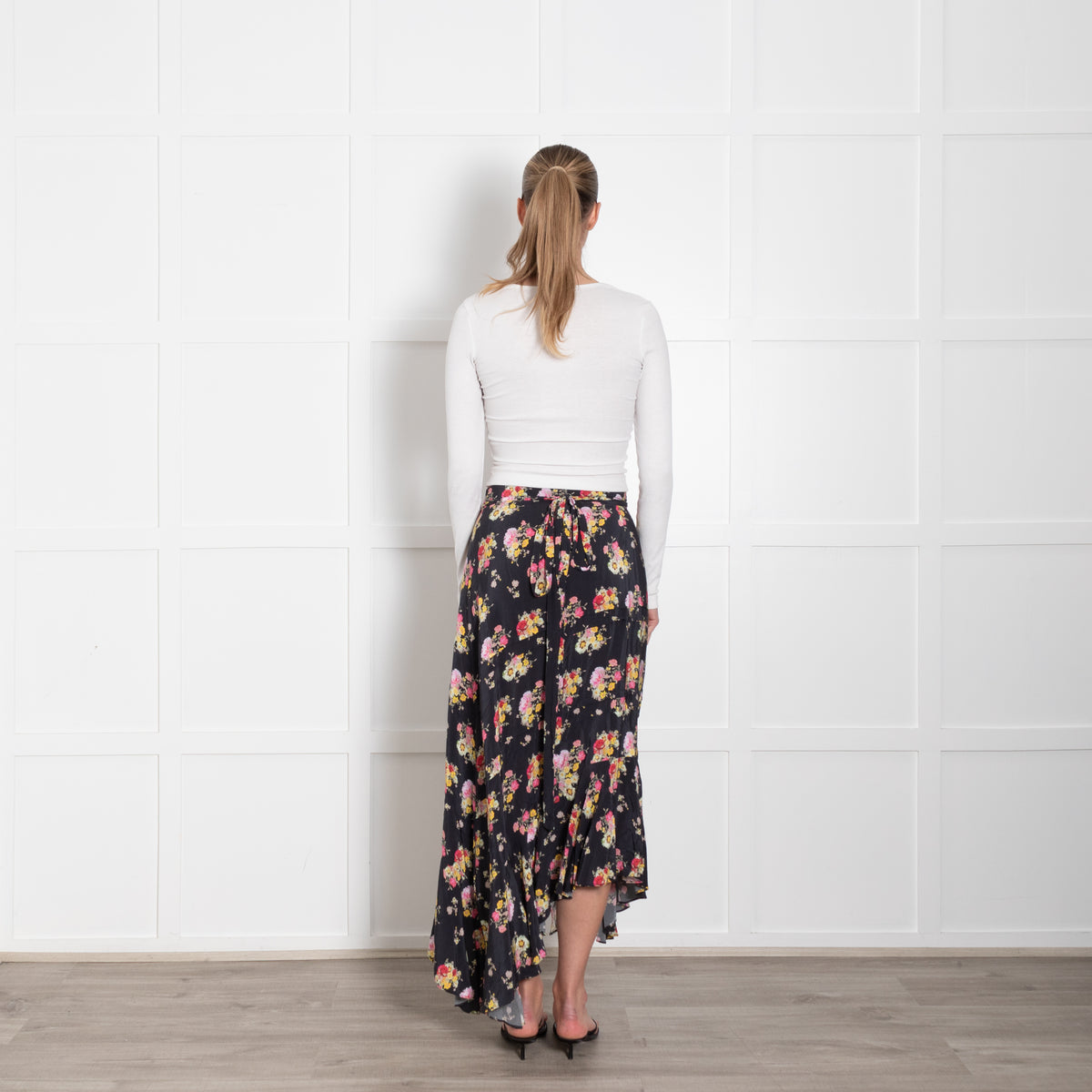 Preen Line Black Pink Yellow Floral Wrap Skirt
