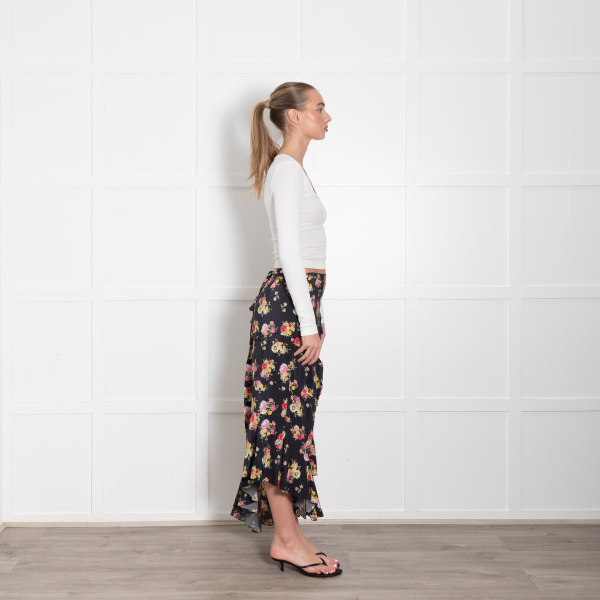 Preen Line Black Pink Yellow Floral Wrap Skirt