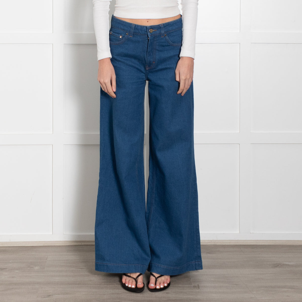Me + Em Retro Blue Denim Wide Leg Jeans