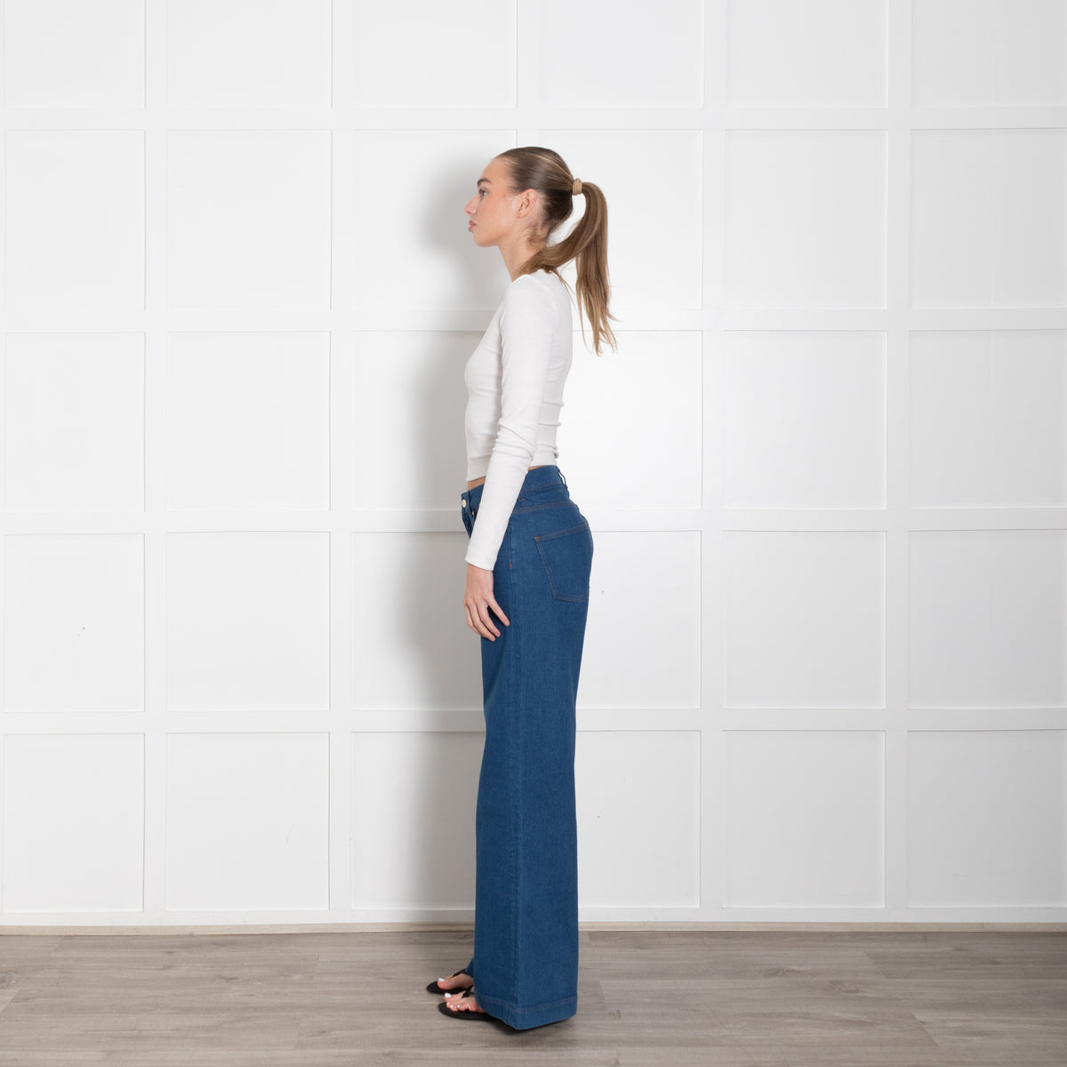 Me + Em Retro Blue Denim Wide Leg Jeans