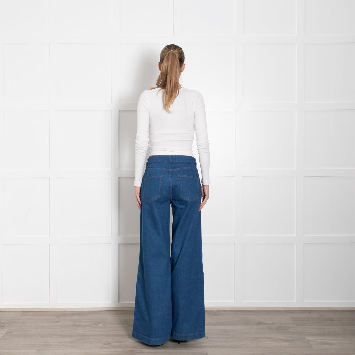 Me + Em Retro Blue Denim Wide Leg Jeans