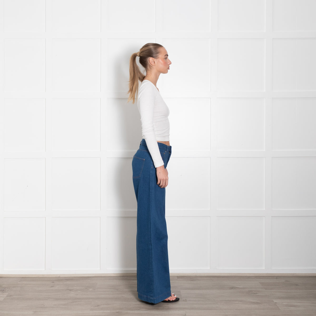 Me + Em Retro Blue Denim Wide Leg Jeans