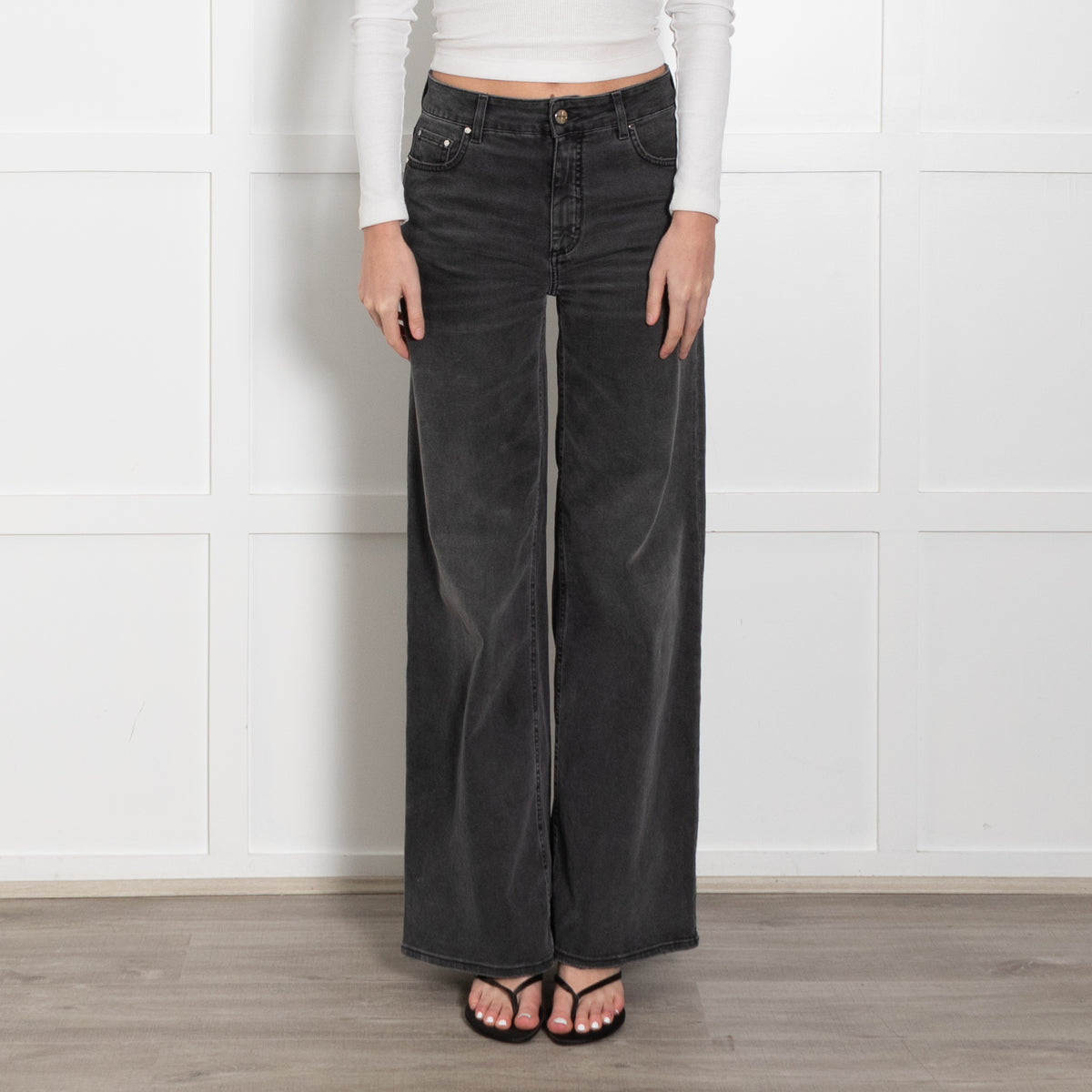 Me + Em Grey Denim Wide Leg Jeans