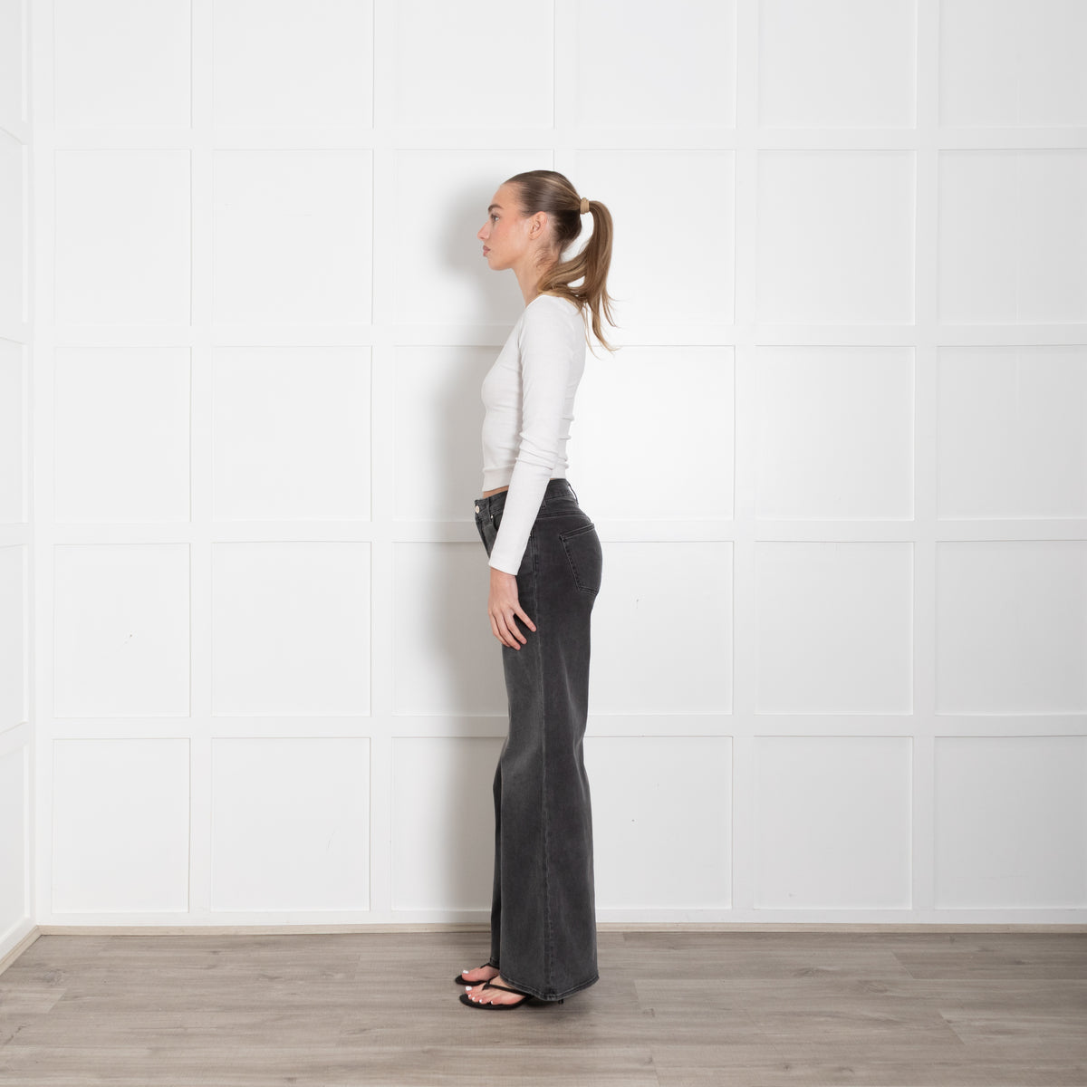 Me + Em Grey Denim Wide Leg Jeans