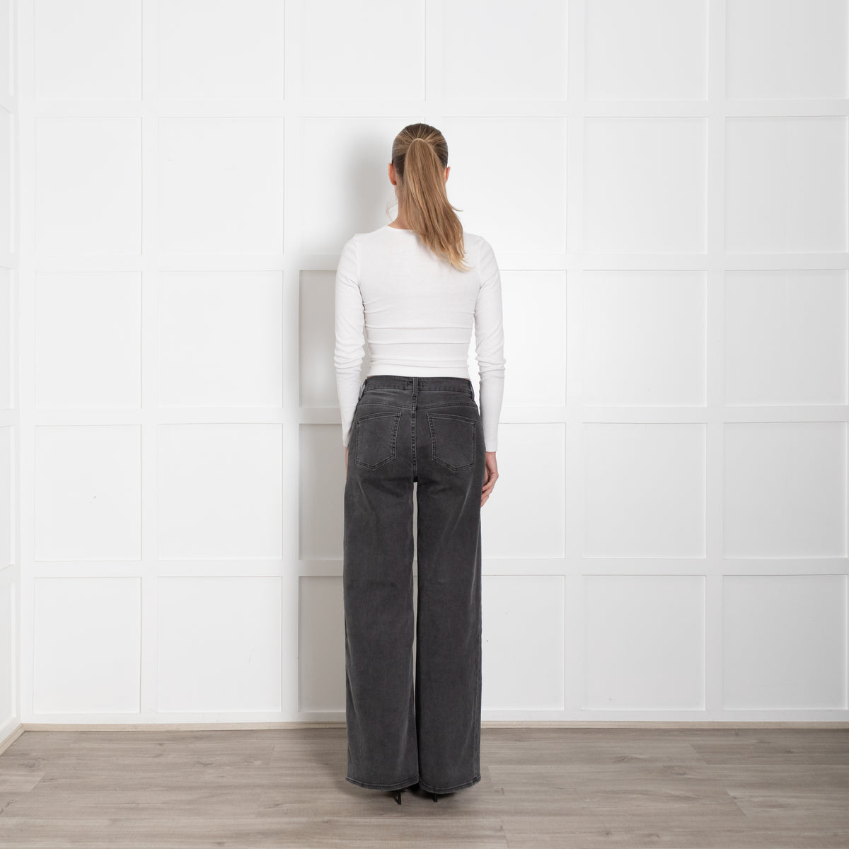 Me + Em Grey Denim Wide Leg Jeans