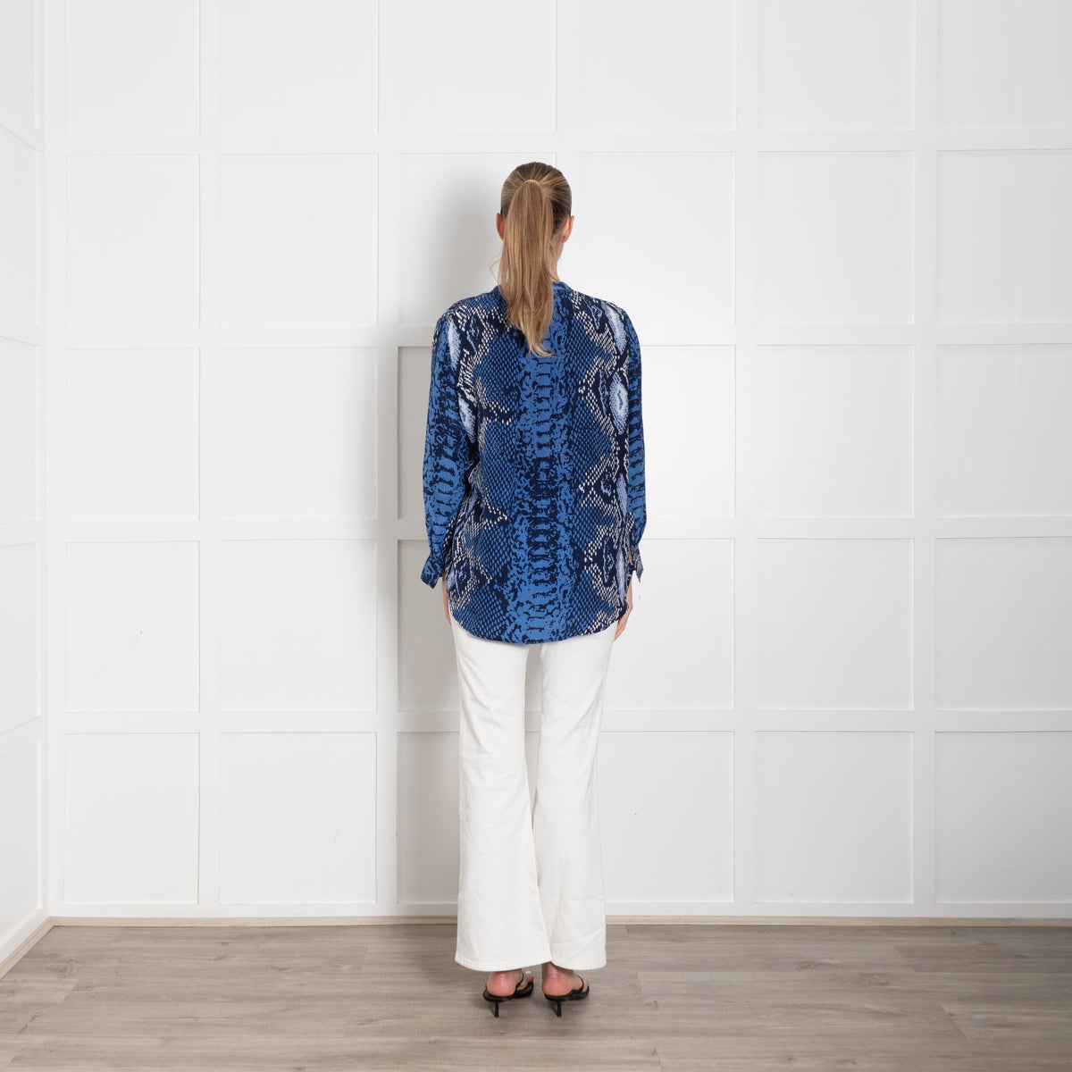 Mercy Delta Blue Snakeskin Long Sleeve Top