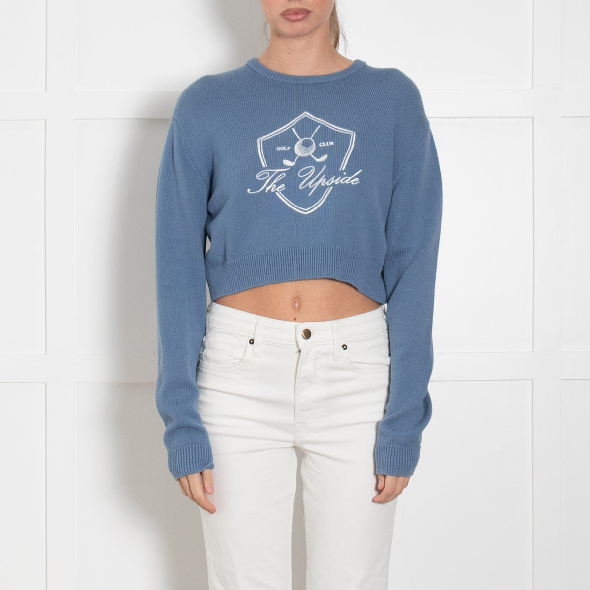 The Upside Blue Karlie Knit Cropped Jumper