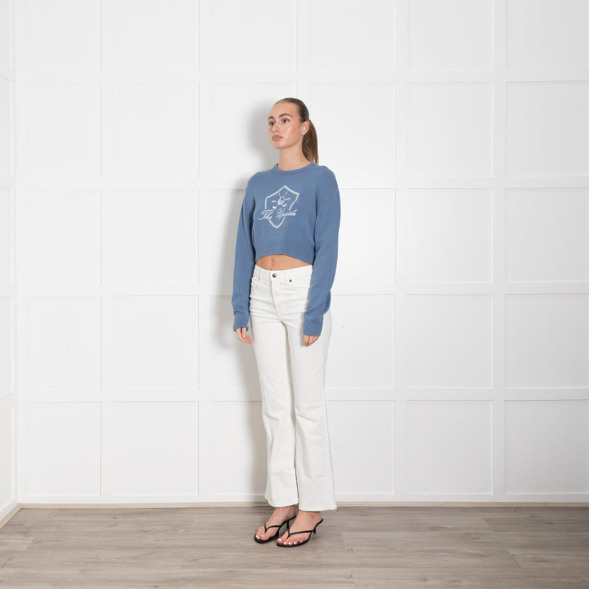 The Upside Blue Karlie Knit Cropped Jumper