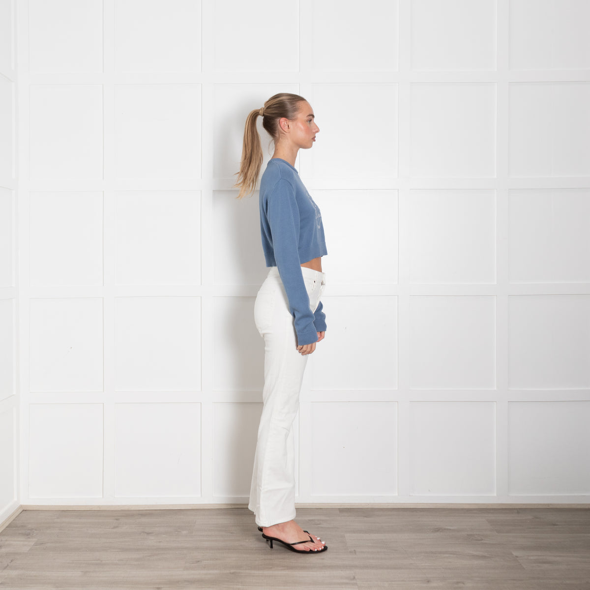 The Upside Blue Karlie Knit Cropped Jumper
