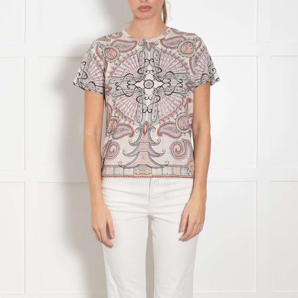 Etro 46 Multicoloured Paisley Cotton T Shirt