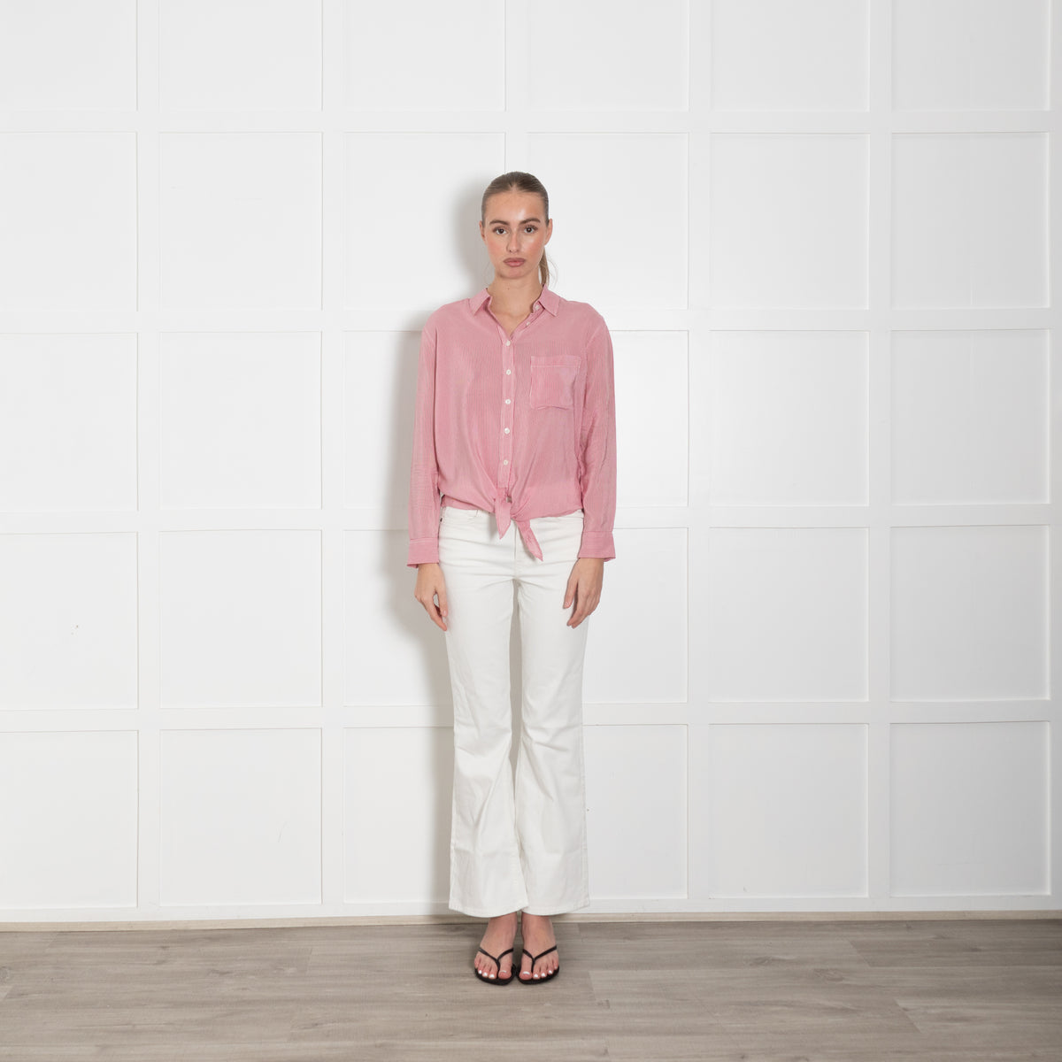 Equipment Red And White Stripe Silk Shirt