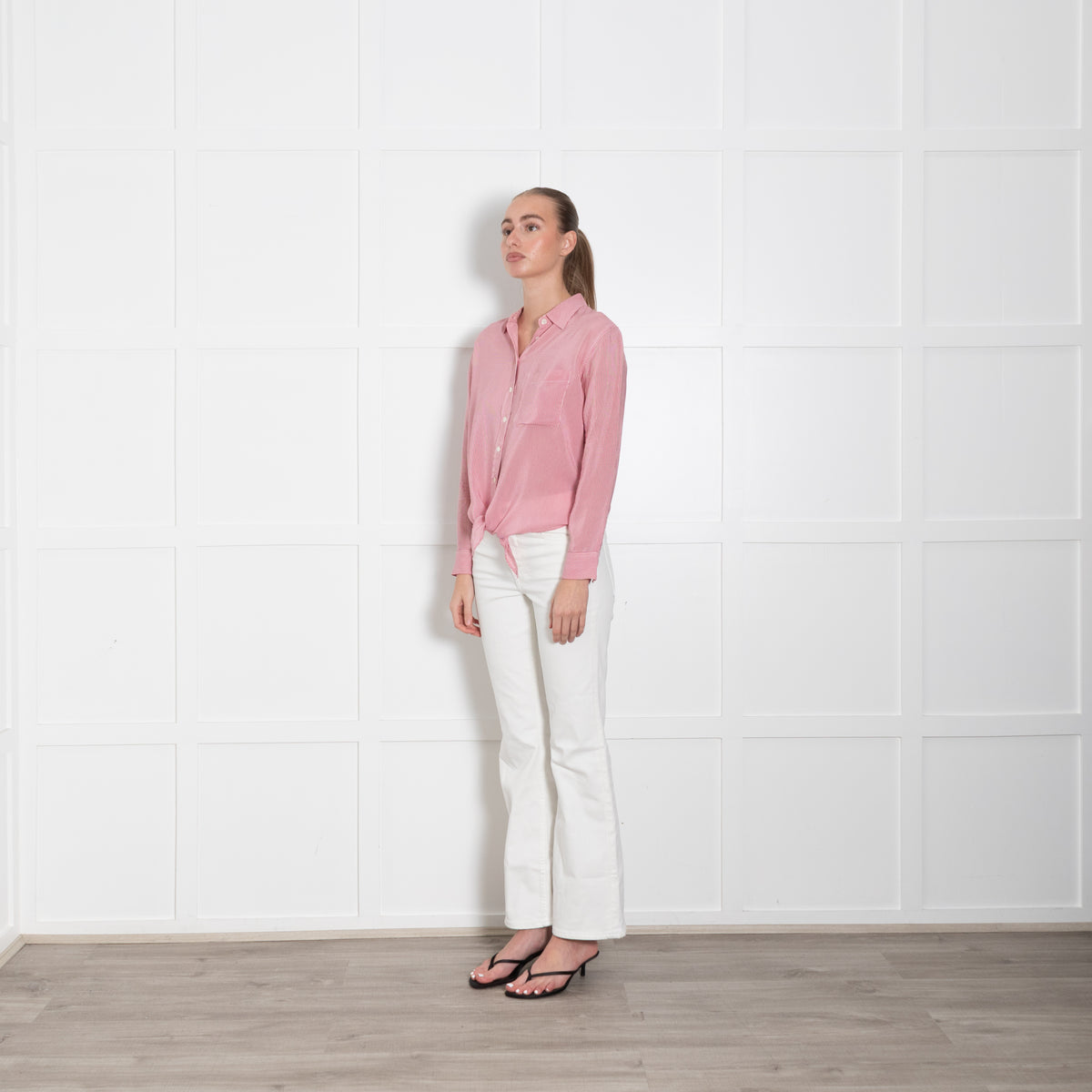 Equipment Red And White Stripe Silk Shirt