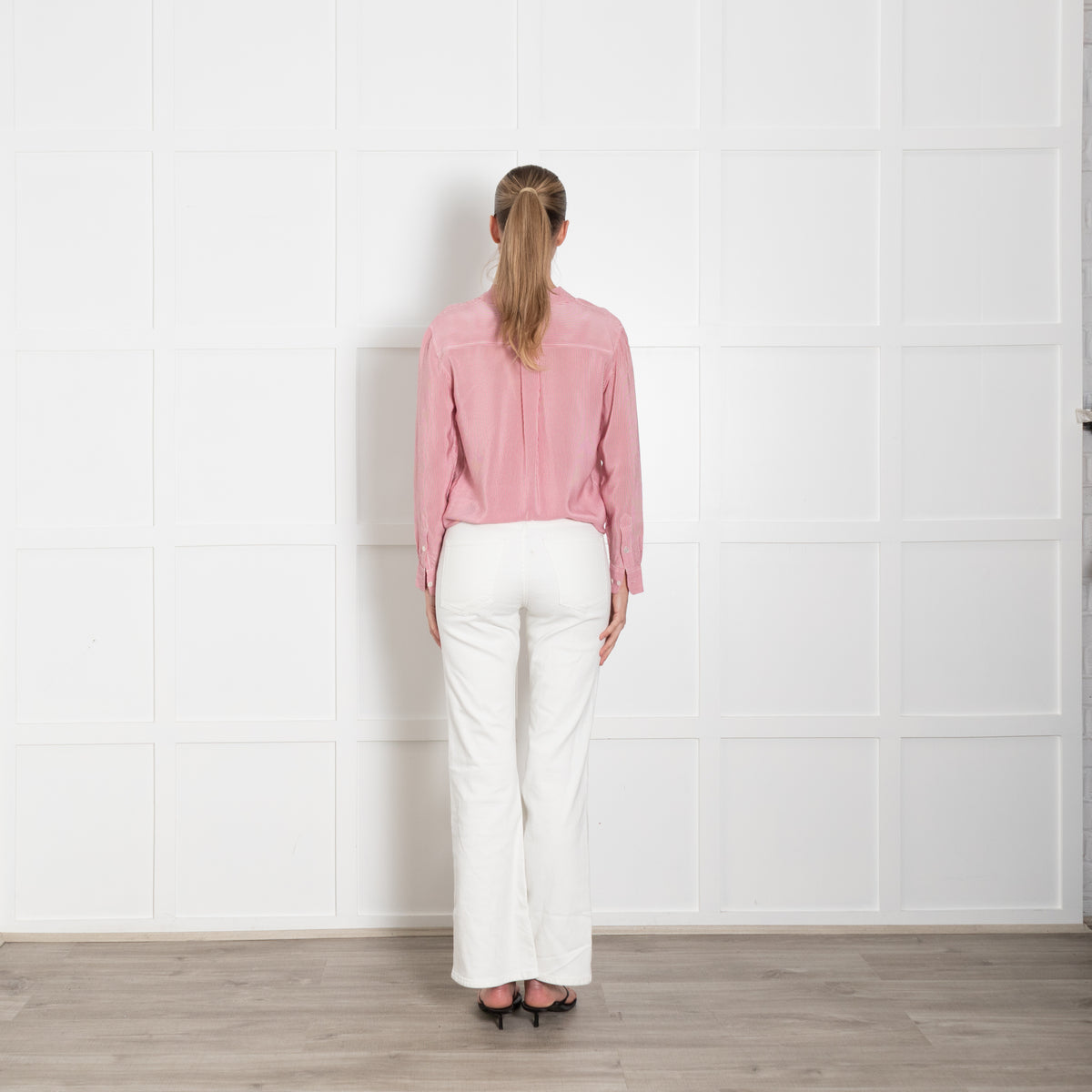 Equipment Red And White Stripe Silk Shirt