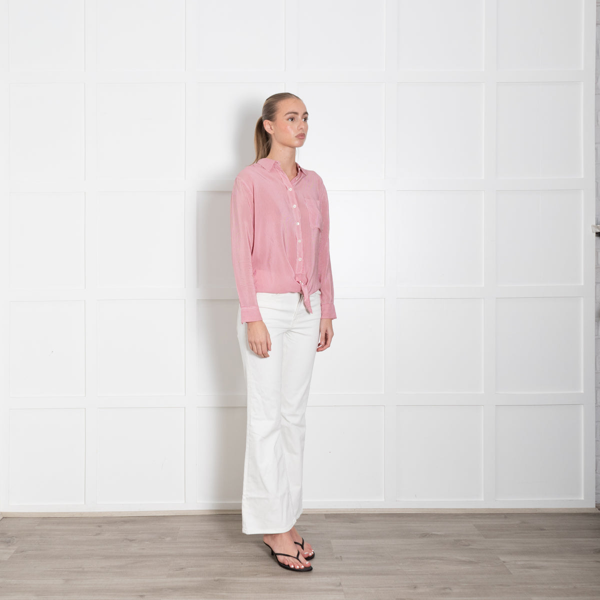 Equipment Red And White Stripe Silk Shirt