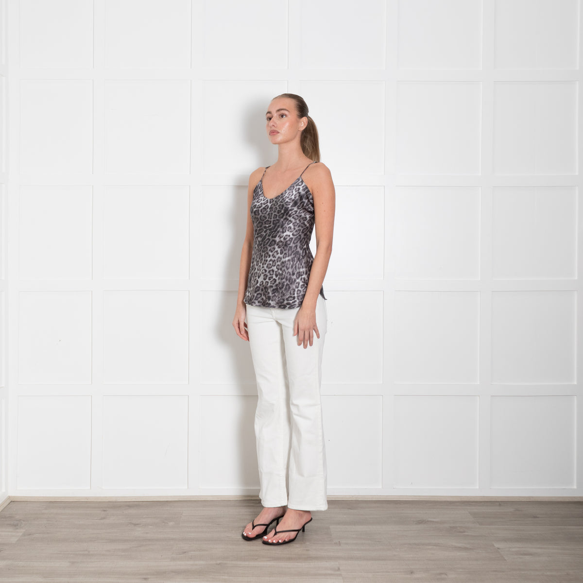 Nili Lotan Grey Animal Print Silk Vest