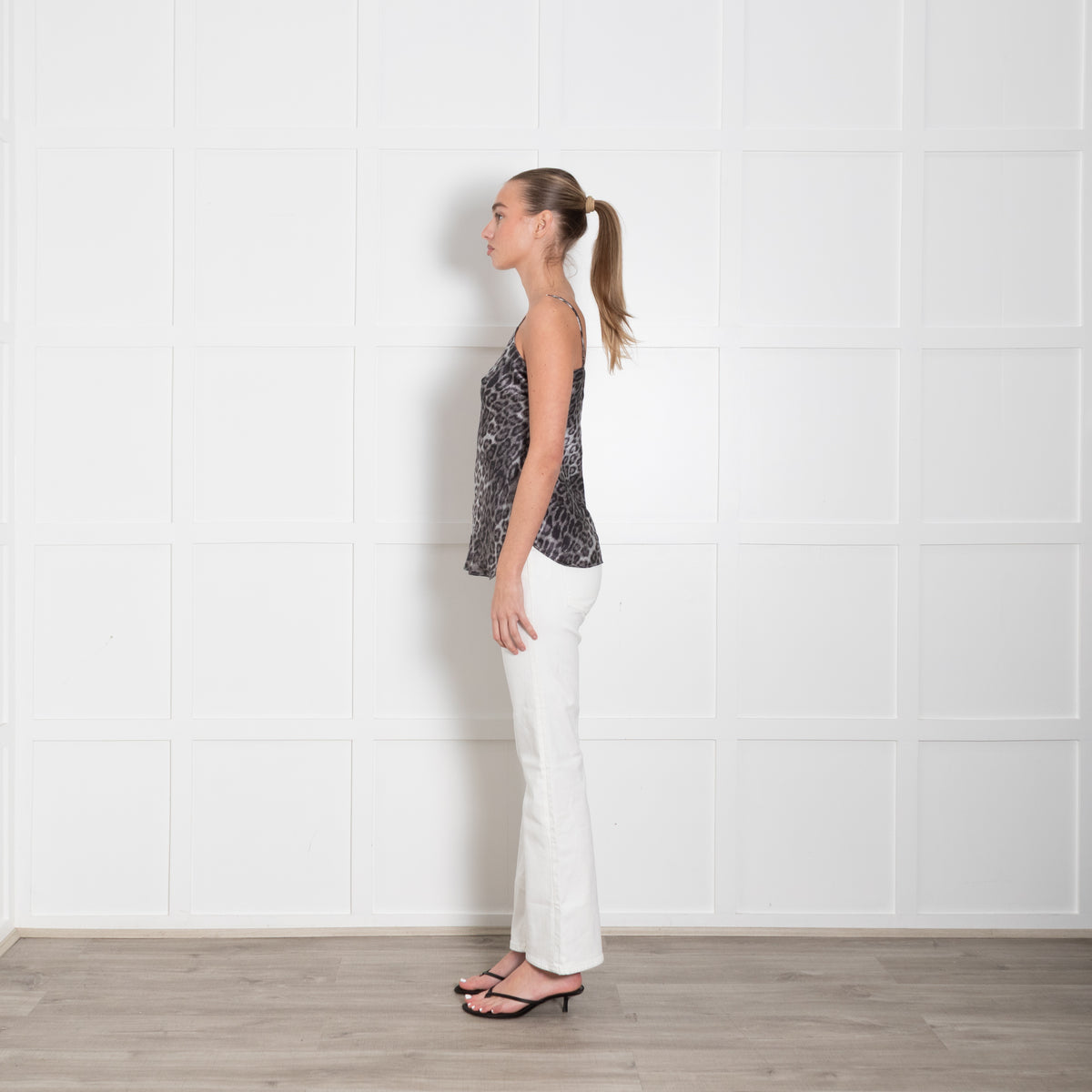 Nili Lotan Grey Animal Print Silk Vest