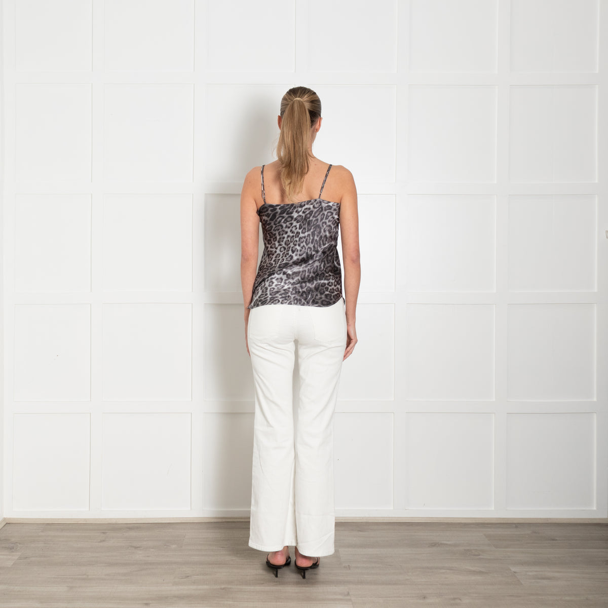 Nili Lotan Grey Animal Print Silk Vest