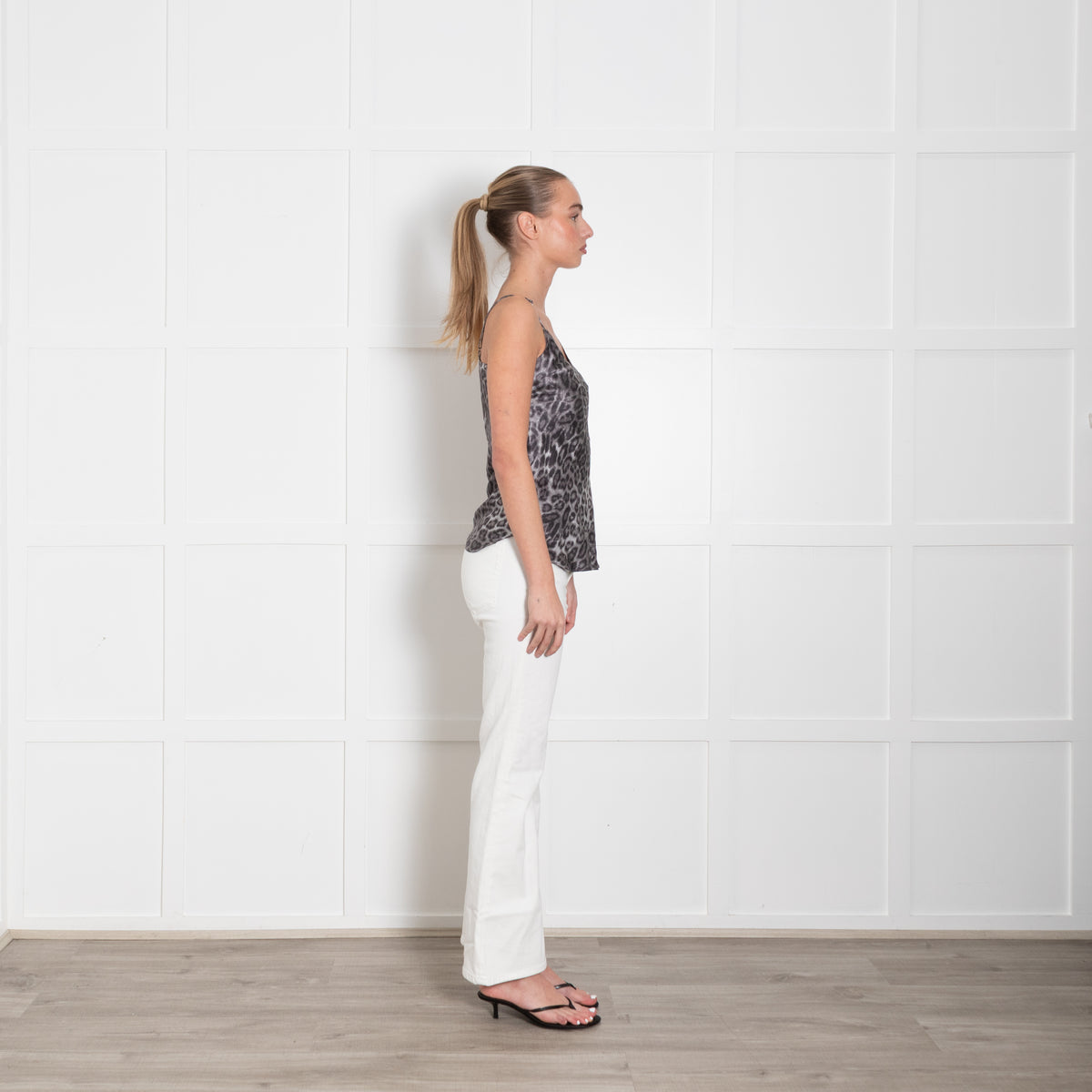 Nili Lotan Grey Animal Print Silk Vest