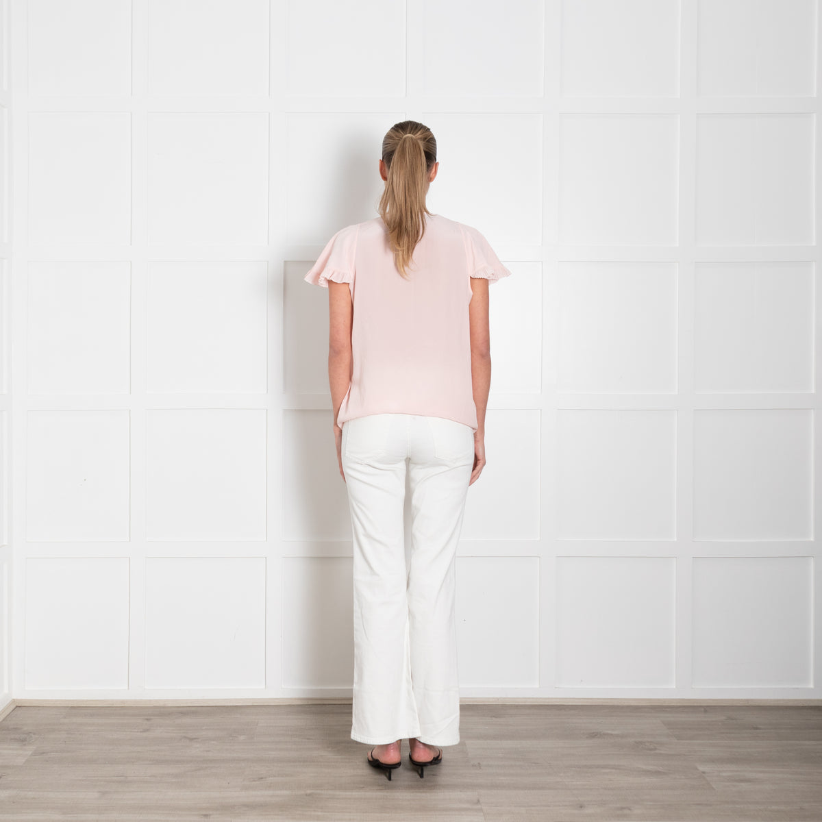 Rochas Pink Frill Trim Cap Sleeve Silk Top