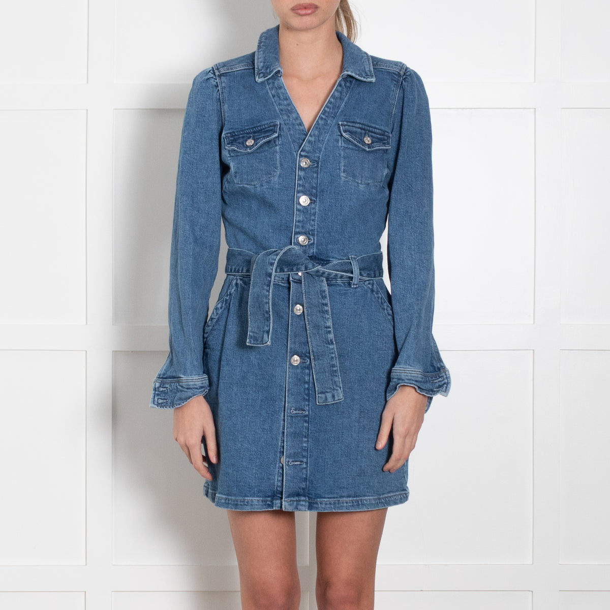 Paige Denim Shirt Dress With Belt