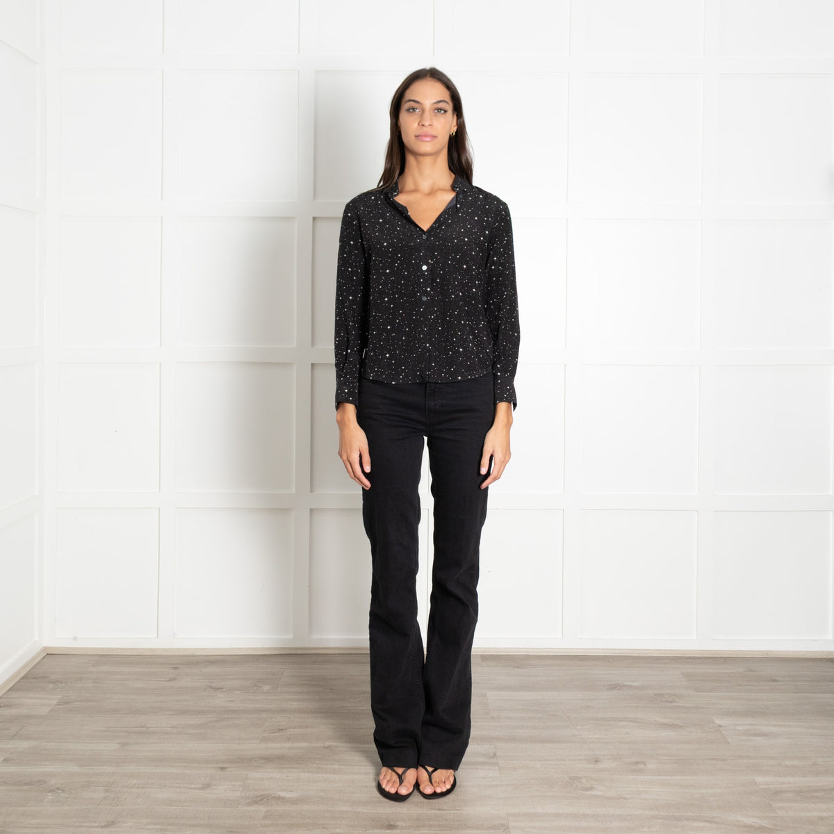 Academia Black Starry Print Shirt - Image 1