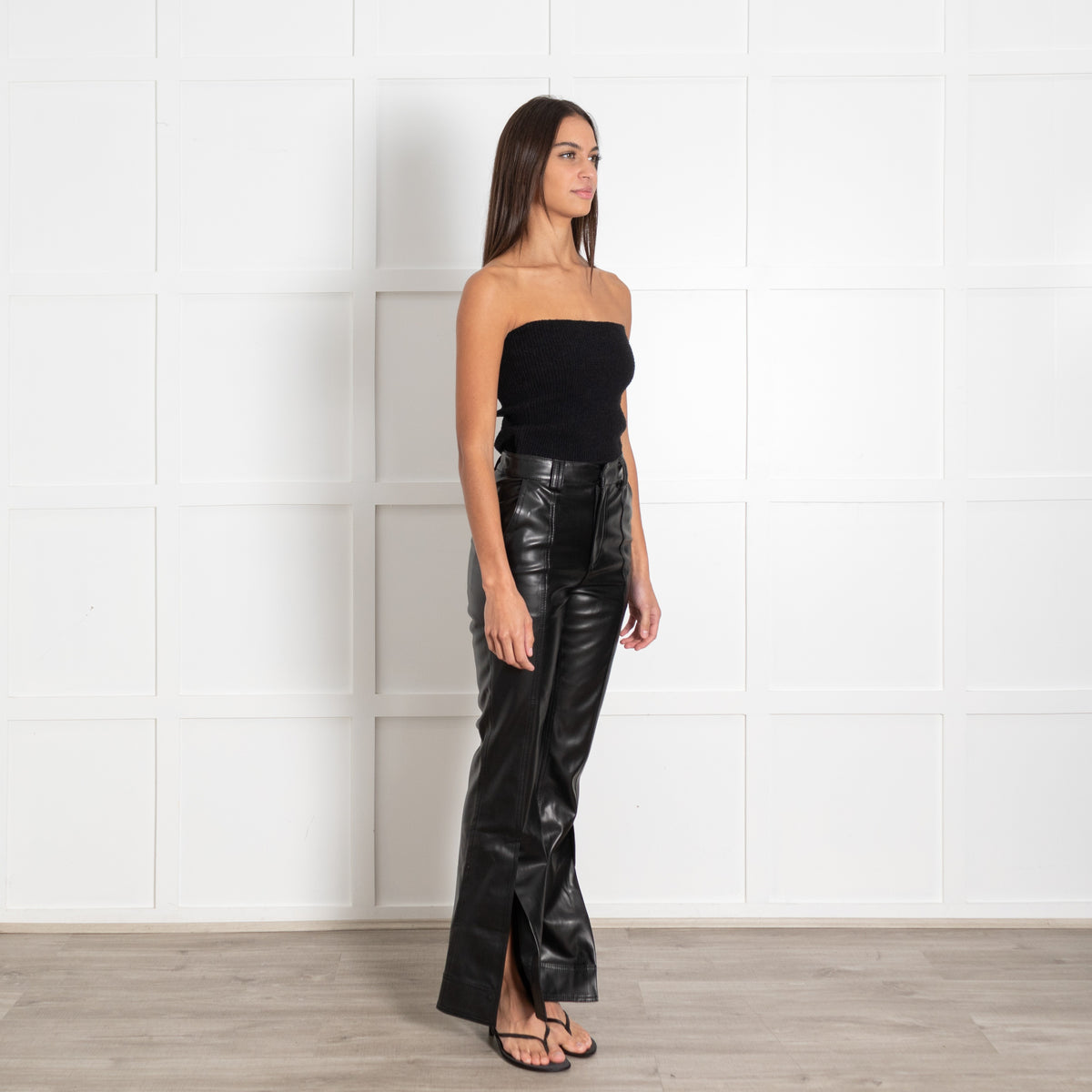 Aje Martha Leg Wide Pant - Faux Leather & Kick Flare - Image 7
