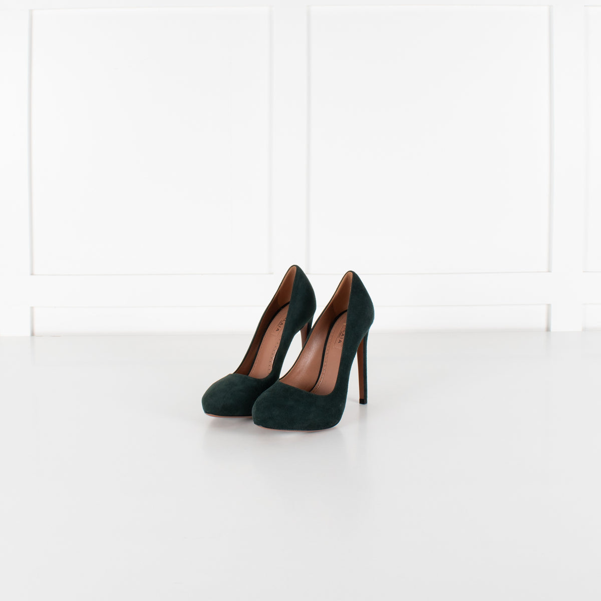 Alaïa Bottle Green Suede Heeled Shoes - Image 3