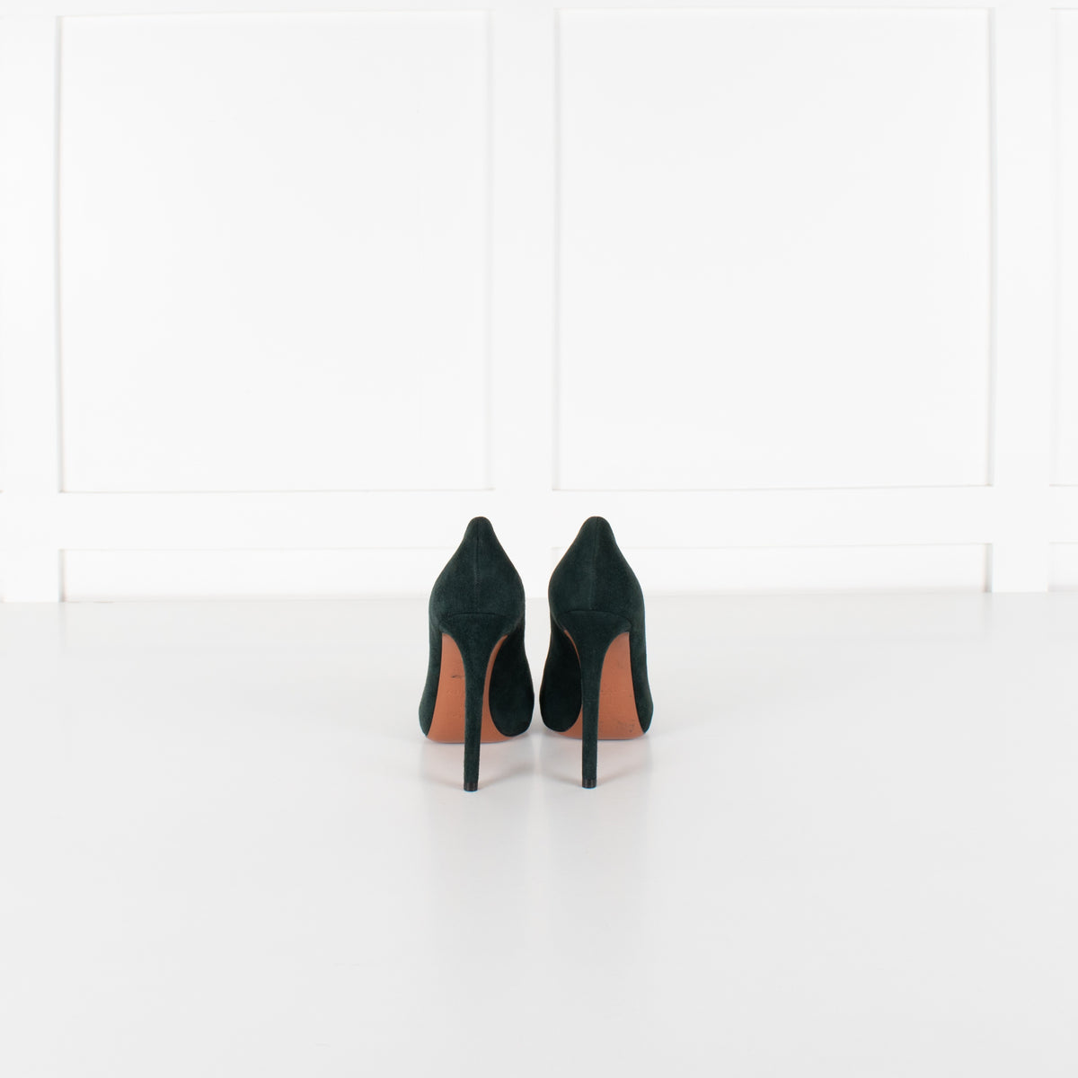 Alaïa Bottle Green Suede Heeled Shoes - Image 5