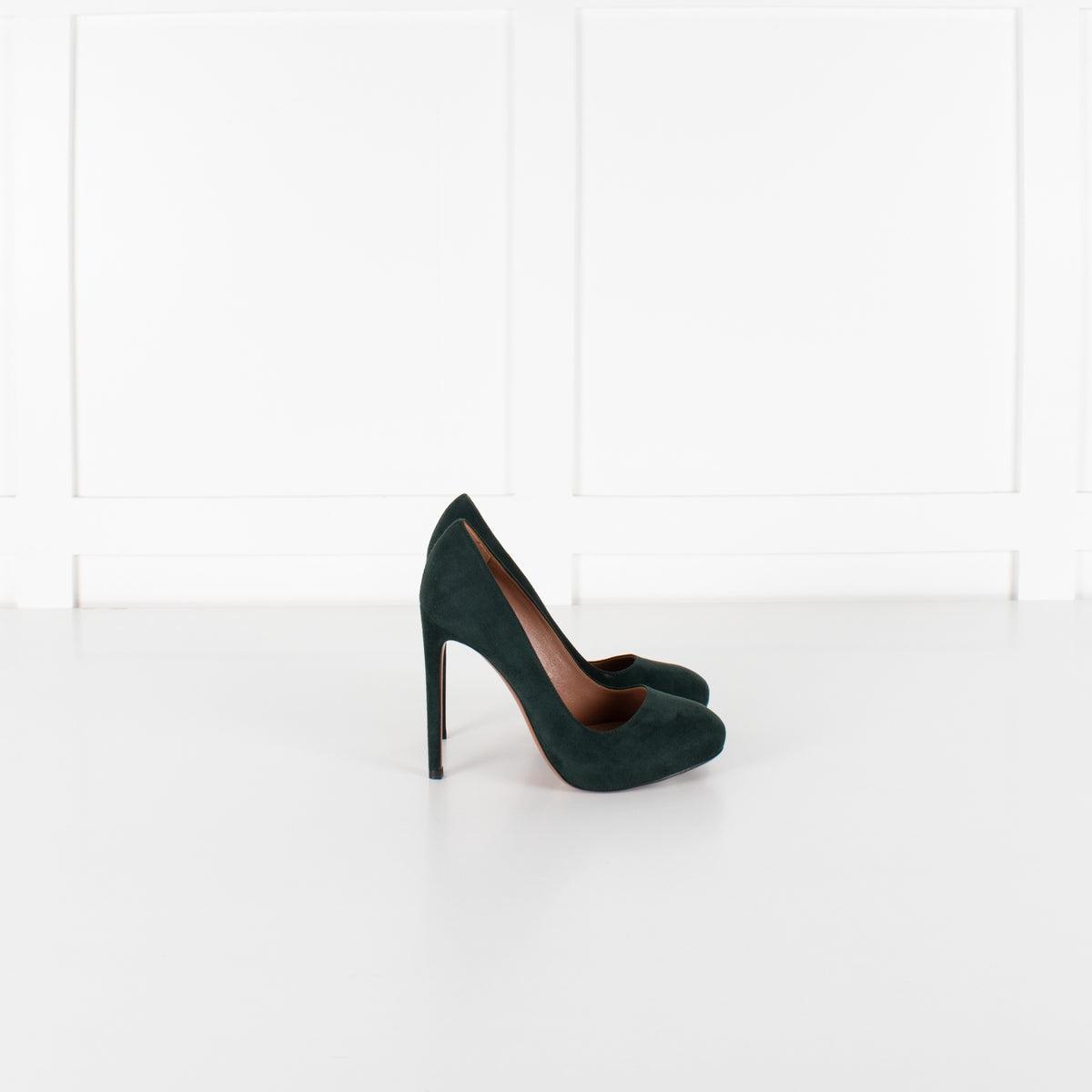 Alaïa Bottle Green Suede Heeled Shoes - Image 6