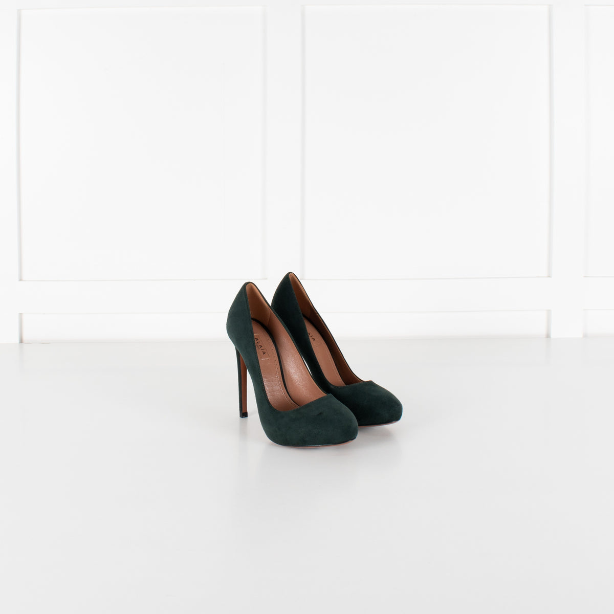 Alaïa Bottle Green Suede Heeled Shoes - Image 7