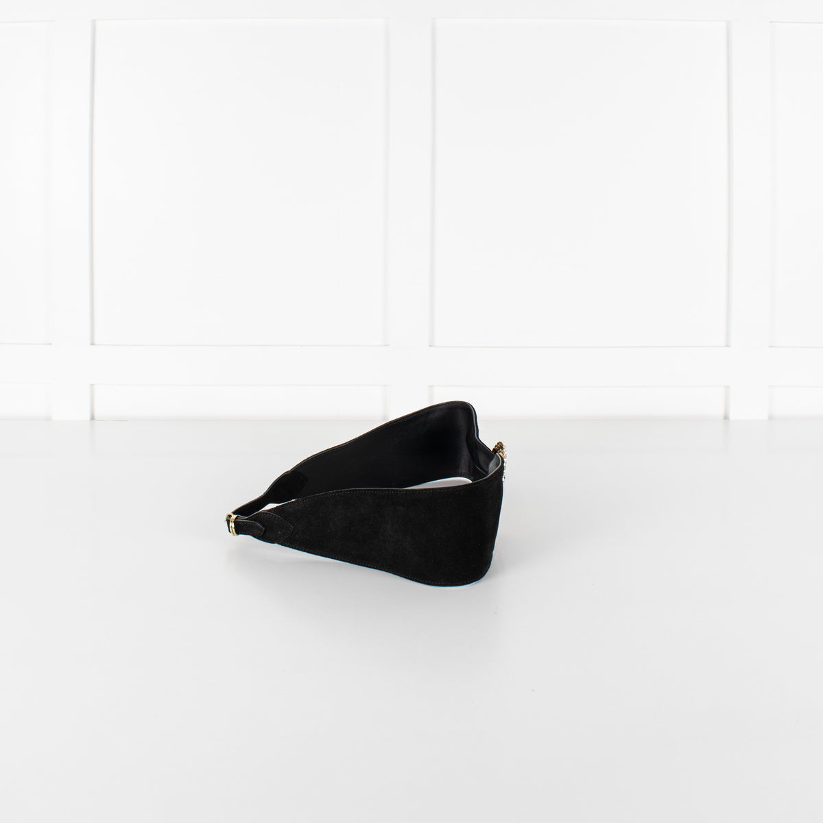 Alessandra Rich Black Suede Crystal Buckle Belt - Image 5