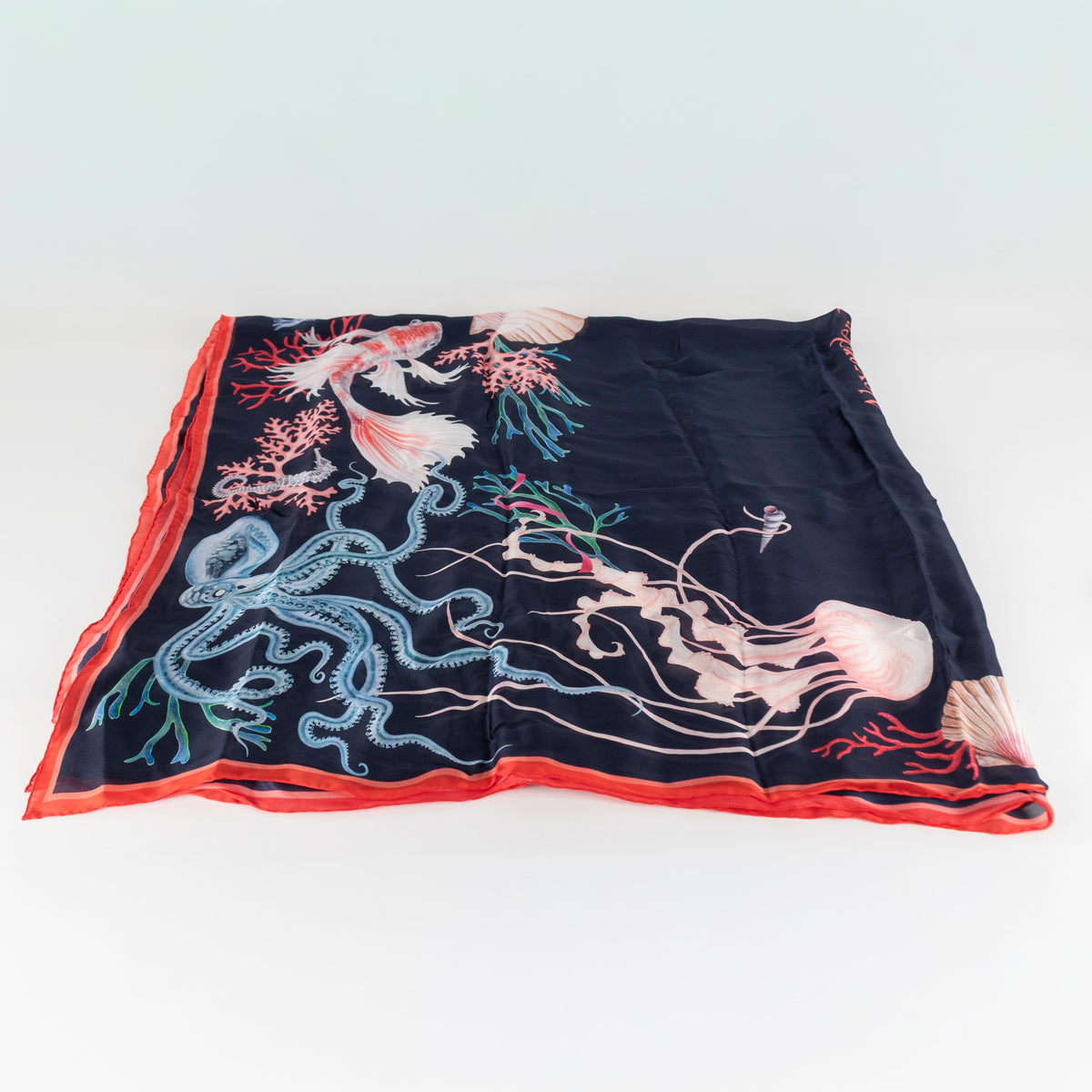 Alexander McQueen Silk Underwater Logo Scarf - Image 1